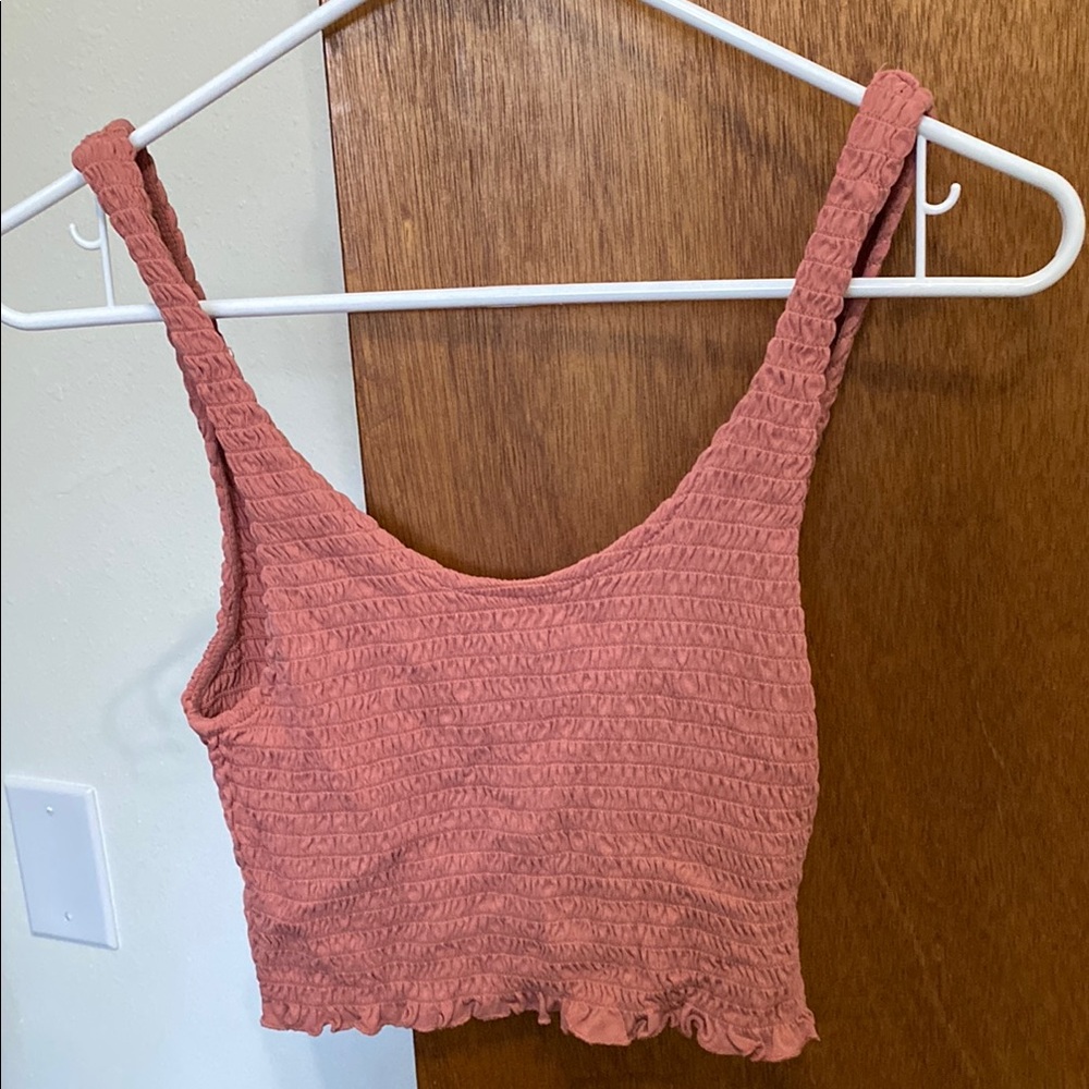 Women's Pink Textured Crop Top